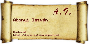 Abonyi István névjegykártya